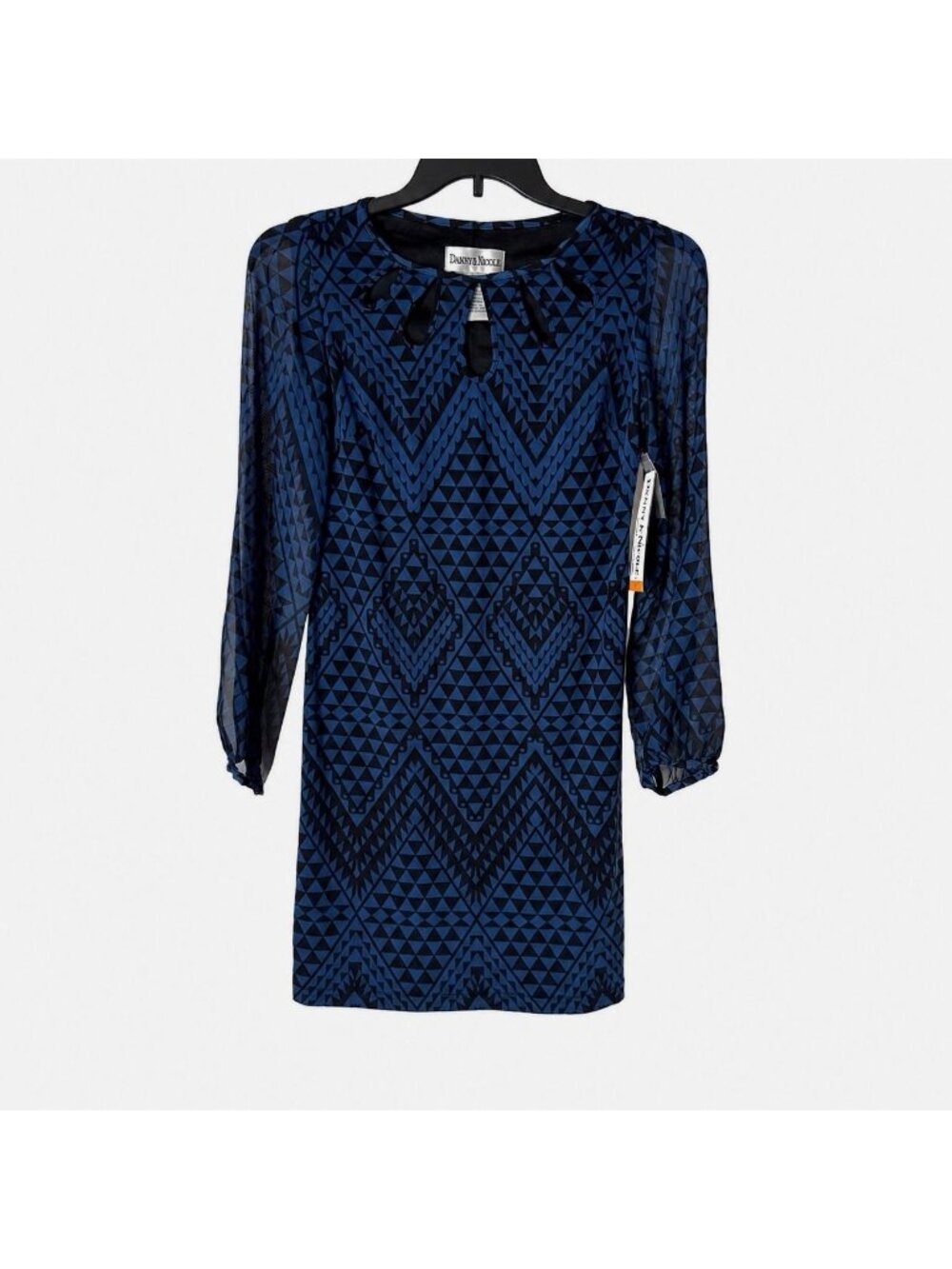 Danny & Nicole Women Long Sheer Sleeve Knee Length Dress Size S NWT